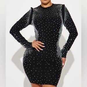 Elegant Black Studded Dress